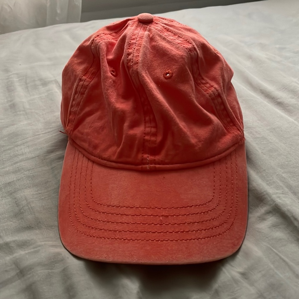 red orange wash hat